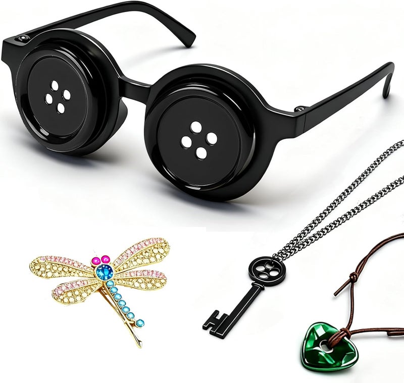Lokypoki Black Button Eye Glasses, Novelty Costume Accessory for Halloween Dress Up, Cosplay, and Fancy Dress Parties - Image 1